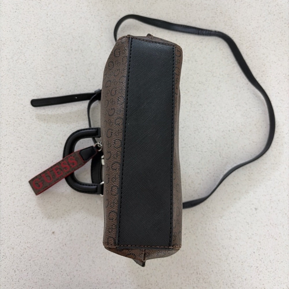 Guess Brown and Black Logo Crossbody Bag with Red Accent - Picture 7 of 11